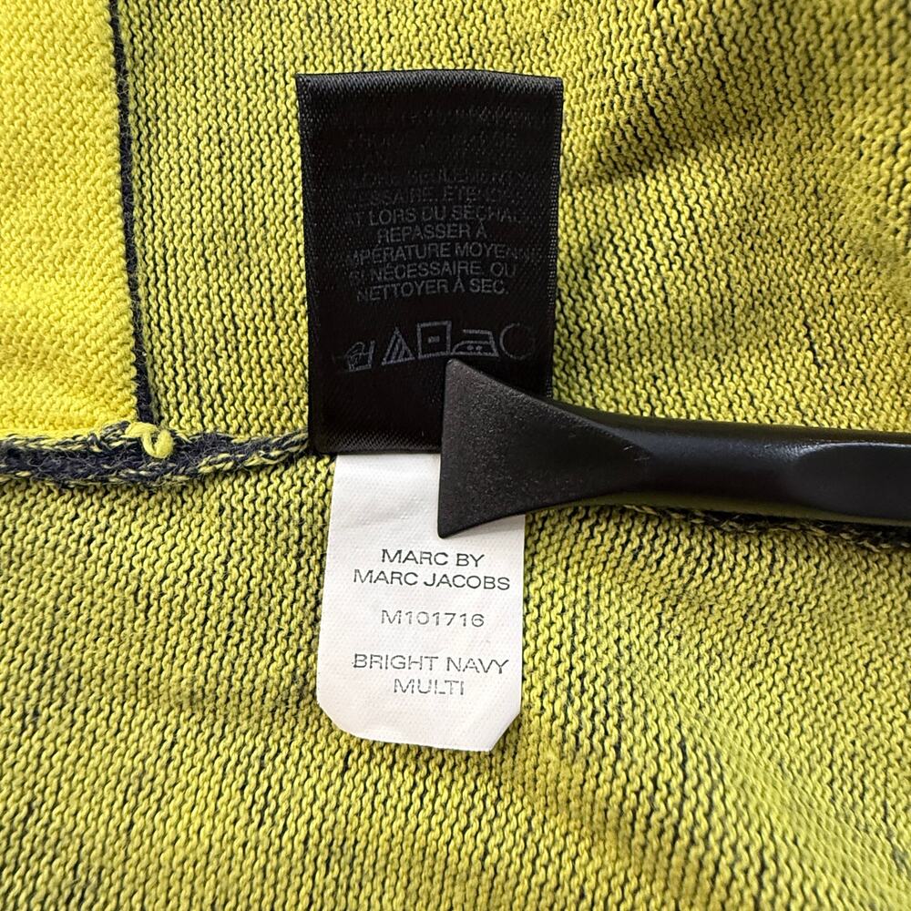 Marc by Marc Jacobs Knit Sweater Dress S Navy Chartreuse Pockets Y2K - Picture 8 of 8